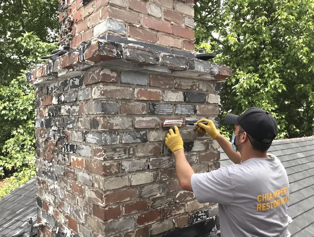 In-progress chimney restoration by Concord Chimney Sweep in Concord, MA
