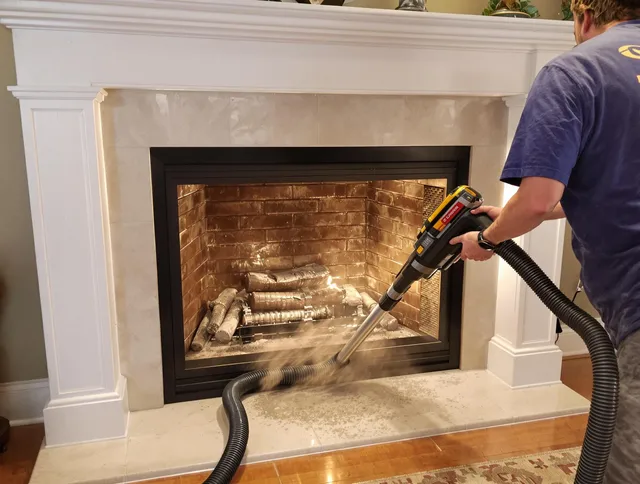 Fireplace cleaning performed by Concord Chimney Sweep in Concord, MA